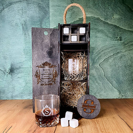 Nádoby - Set na Whisky/ Rum 2 Poháre + Kamene – Valse - 16495280_