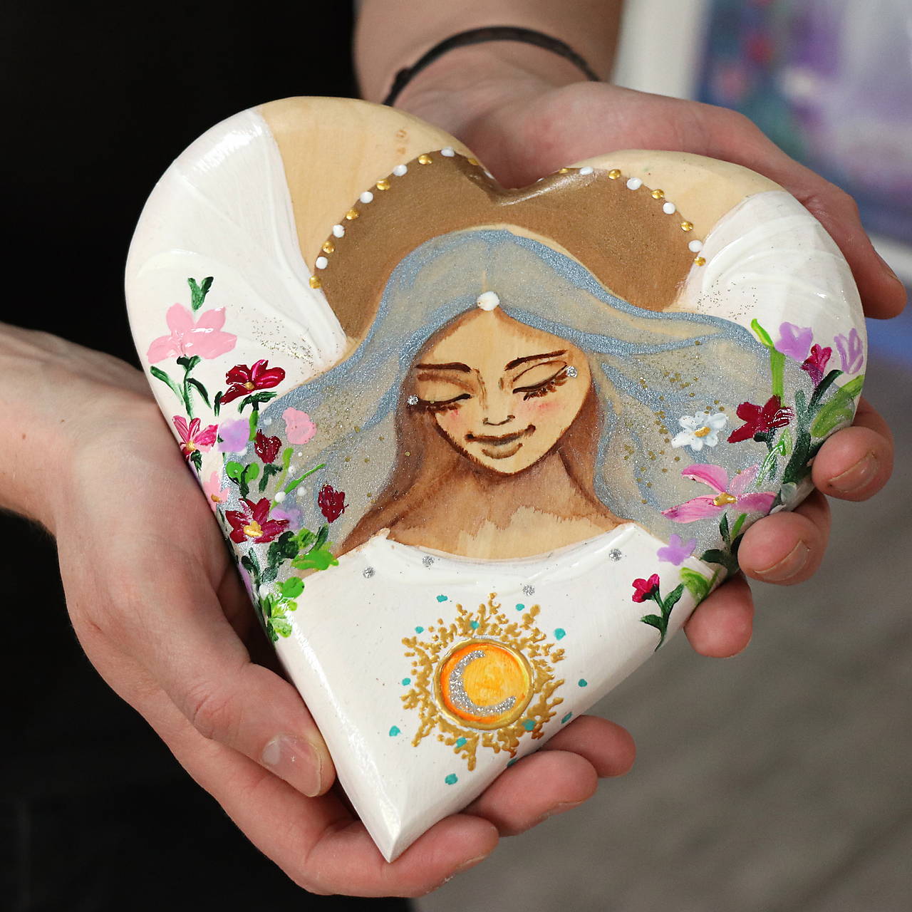 Drevené srdiečko s Anjelom