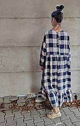 Šaty - Kárované ľanové šaty - 16496512_