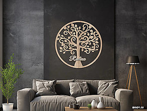 Iný materiál - Drevená dekorácia na stenu (Drevený Strom života Rodokmeň) 0451 - 16495961_