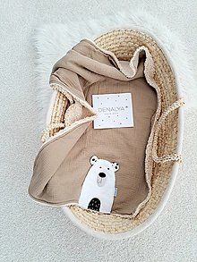 Detský textil - "Tuľkacia" mušelínová deka s mackom POLAR svetlohnedá s jemným barančekom 65x90cm - 16498556_