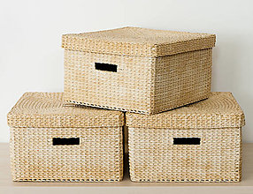 Úložné priestory & Organizácia - Úložné boxy s vrchnákom -  sada 3 kusy - 16497265_