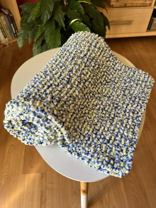 Detský textil - Ručně pletená žinylková deka pro miminko - melír - 16496976_