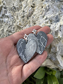 Náušnice - *Gray&silver marble love* - 16499652_