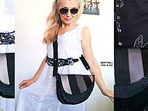 Kabelky - Malá čierna kožená crossbody kabelka-Luxusná strieborná kabelka - 16499734_