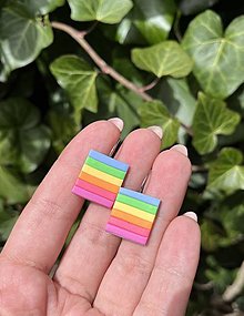 Náušnice - *Colourful strip squares*I. - 16500292_