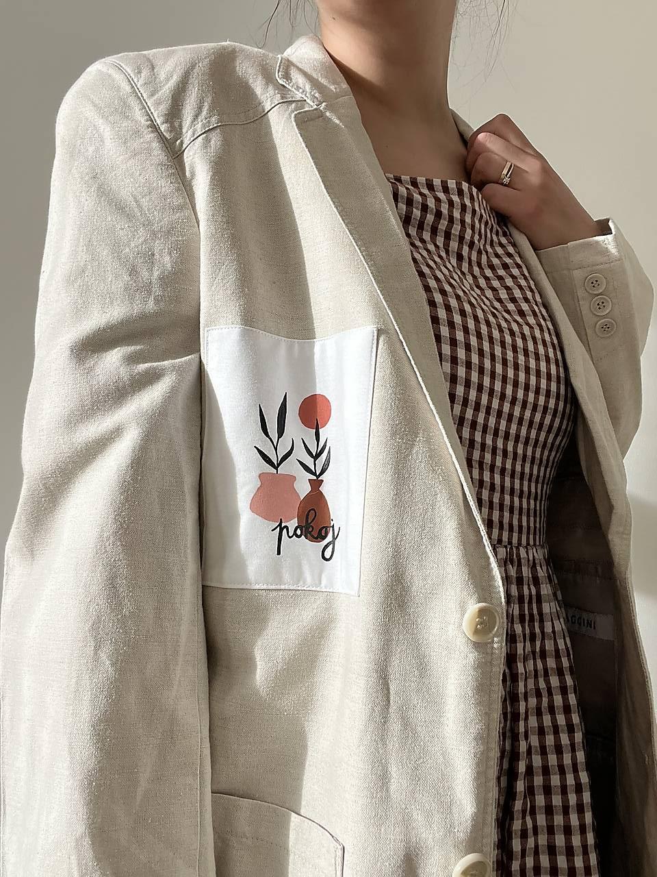 Upcyklované ľanové sako POKOJ