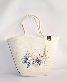 Kabelky - Květinová kabelka s kapsou a plátýnkem 2178 - 16503568_