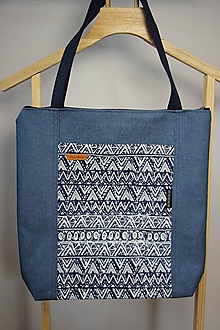 Nákupné tašky - Taška riflová, modré tvary - 16504604_