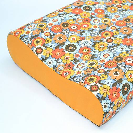 Úžitkový textil - Farebné kvety s oranžovou - obliečka na anatomický vankúš - 16503194_