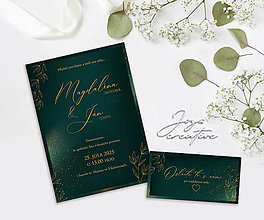 Papiernictvo - Elegantné Svadobné oznámenie smaragdovo zlaté A03 - 16504258_