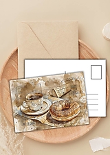 Papiernictvo - Pohľadnica " raňajkové menu " - 16503357_