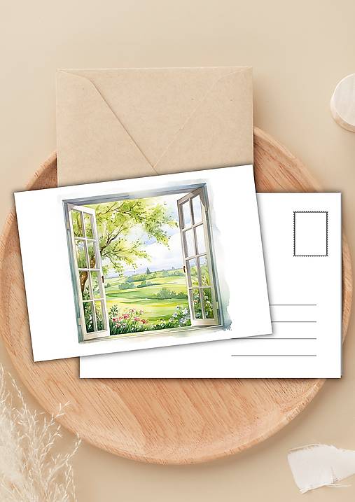 Papiernictvo - Pohľadnica " svieži výhľad z okna " - 16503378_