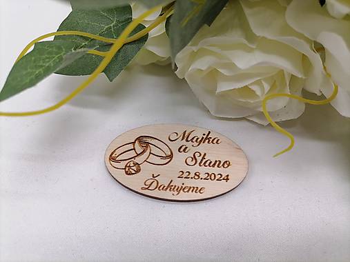 Magnetky - Svadobná magnetka pre hostí ovál - 16505705_