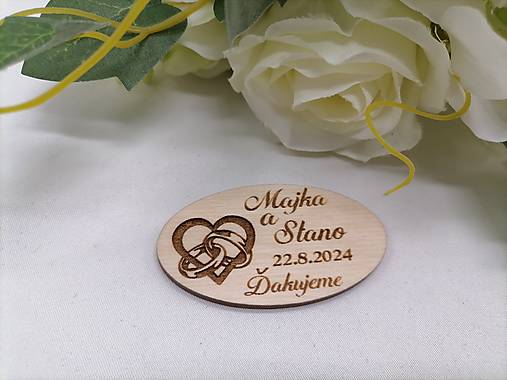 Magnetky - Svadobná magnetka pre hostí ovál - 16505716_