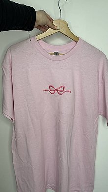 Topy, tričká, tielka - Tričko s mašličkou ružová - 16504919_