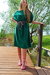 Šaty - Ľanové zelené šaty - 16507652_