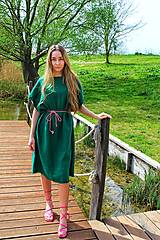 Šaty - Ľanové zelené šaty - 16507653_