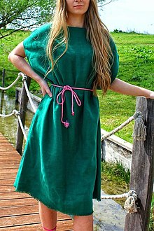 Šaty - Ľanové zelené šaty - 16507651_