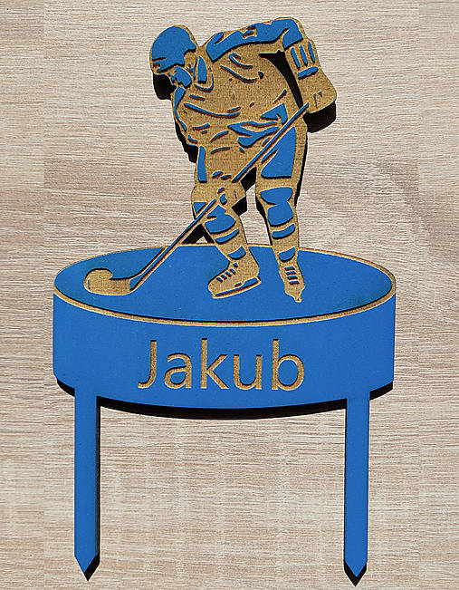 Drevený zapich na mieru HOKEJ šírka 13cm maľovaný