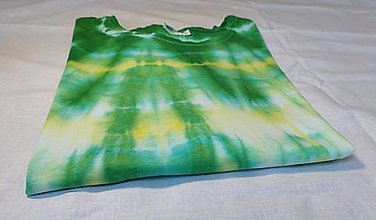 Topy, tričká, tielka - Batikované dámske tričko zeleno-žlto-biele - 16506472_
