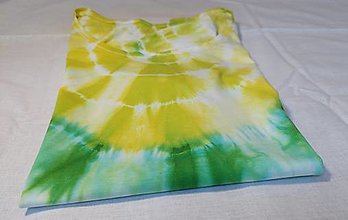 Topy, tričká, tielka - Batikované dámske tričko zeleno-žlto-bielo-tyrkysové - 16506493_