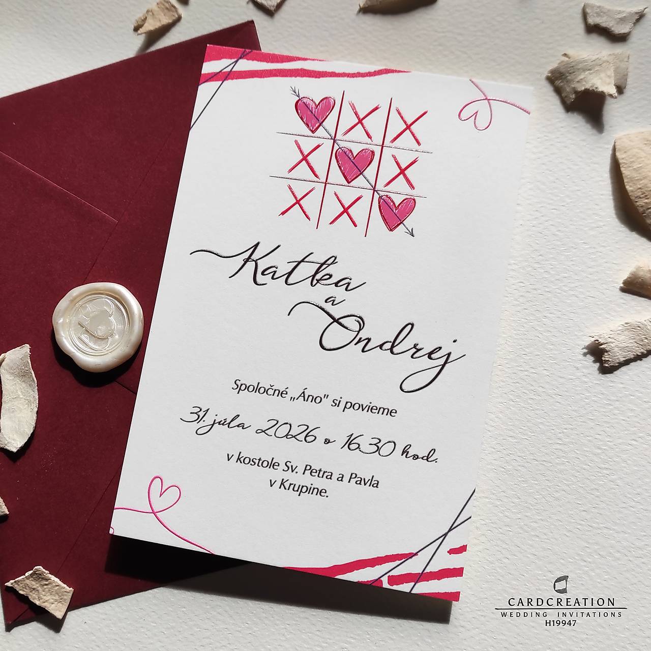 Svadobné oznámenie s 3D vystúpenou tlačou - H19947