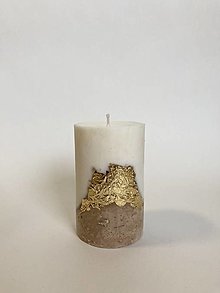Sviečky - Cementová sviečka so zlatou aplikáciou - 16507822_