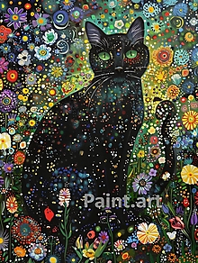 Grafika - Čierna mačka - fantasy (č.95) - 16506411_