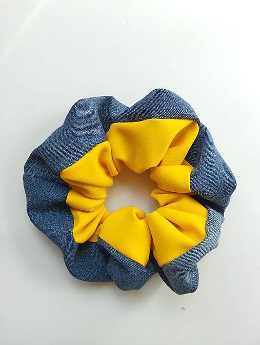 Ozdoby do vlasov - Scrunchie džínsová - 16509924_