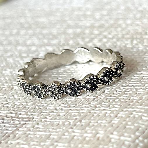 Antique Silver Simple Ring / Starostrieborný prsteň - obrúčka filigránová E030