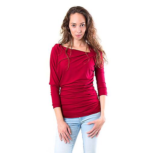 Topy, tričká, tielka - Asymetrický Top „Jemné vlny“ – Pohodlie s nádychom elegancie - 16510402_