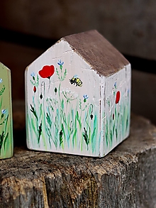 Dekorácie - Lúčne domčeky zo starého dreva (Bledunká ružová  13 cm (domček má viac priehlbiniek)) - 16508582_