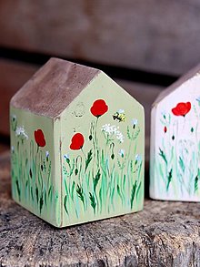 Dekorácie - Lúčne domčeky zo starého dreva (Zelená 14 cm) - 16508585_