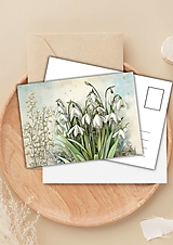 Papiernictvo - Pohľadnica "snežienkový pozdrav" - 16509403_