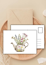 Papiernictvo - Pohľadnica "rozkvitnutý čajník " - 16509571_
