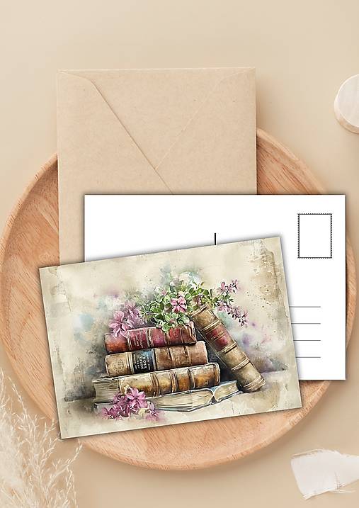 Papiernictvo - Pohľadnica "vôňa kníh a orgovánu" - 16509312_