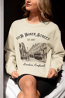 Mikiny - Literárna mikina 221B Baker Street / Sherlock Holmes - Béžová - 16510571_