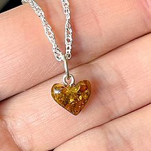 Náhrdelníky - Natural Amber Heart AG925 Pendant / Prívesok prírodný jantár srdce E030 (č.1) - 16511988_