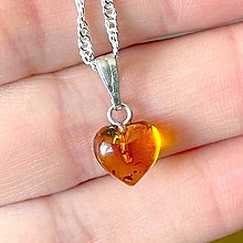 Náhrdelníky - Natural Amber Heart AG925 Pendant / Prívesok prírodný jantár srdce E030 (č.2) - 16511994_