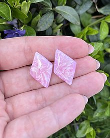 Náušnice - *Pink&transcluent rhombus* - 16512646_