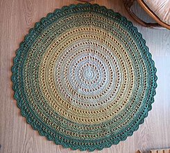 Úžitkový textil - Háčkovaný koberec a vankúš, bavlna (100 cm - Zelená) - 16512822_