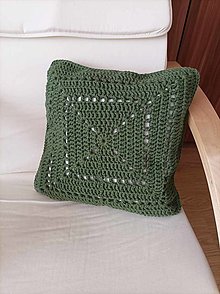 Úžitkový textil - Háčkovaný koberec a vankúš, bavlna (Vankúš 40 x 40 cm - Zelená) - 16512866_