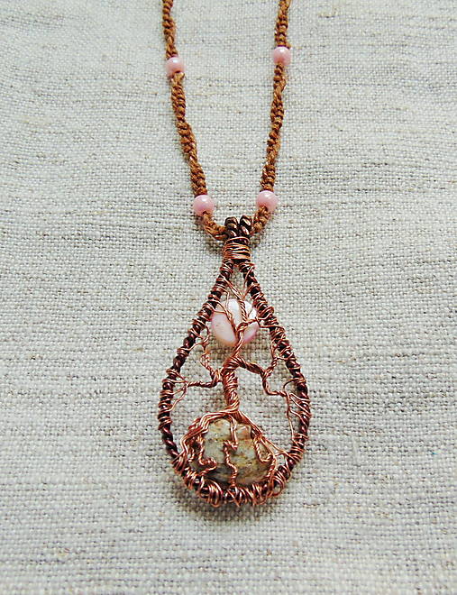 Drôtený náhrdelník Ružový spln