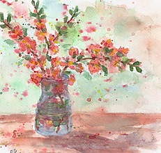 Obrazy - Jabloňový kvet vo váze (19 x 18) - 16516539_