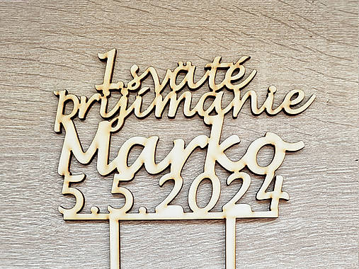 Drevený zapich na 1.sväté prijímanie s menom a dátumom 15cm