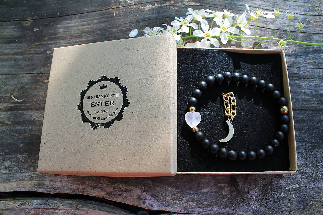 Mesiac Srdce_Náramok + retiazka SET