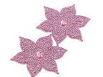 Galantéria - Nažehľovací kvet s kamienkami (1ks) - ružový - 16516135_