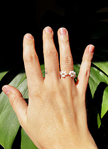 Prstene - Floral prstene (Biela) - 16515557_