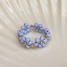 Prstene - Floral prstene (Modrá) - 16515558_